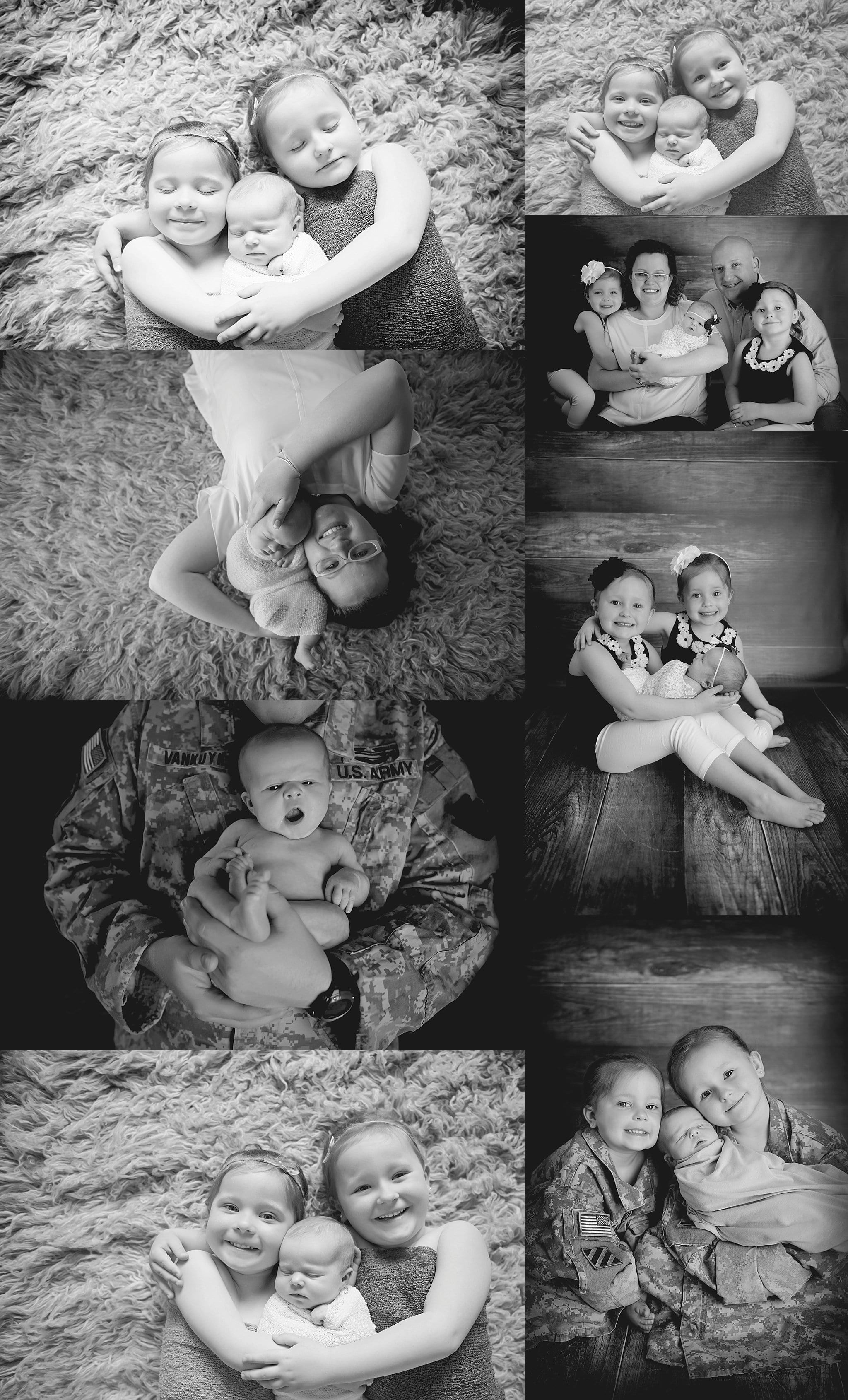 sibling session, family session, army strong, newborn